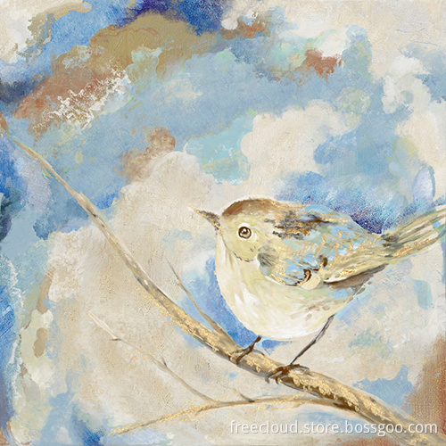 Watercolour Effect Dainty Birds Art Print
